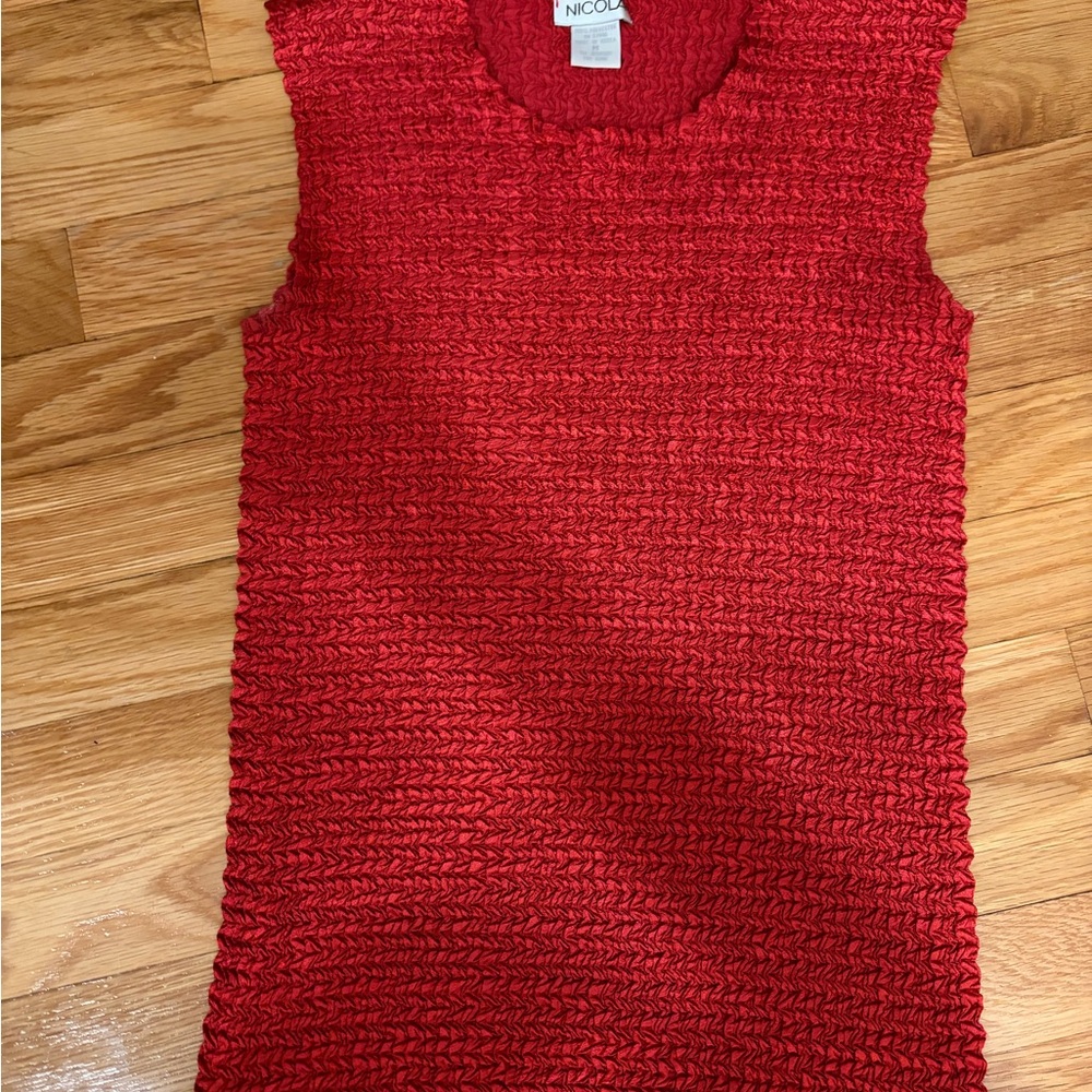 Nicole Cherry Red Knit Sleeveless Top